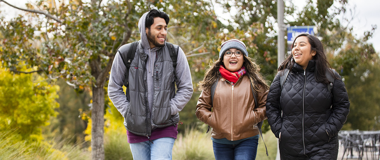 students walking on campus