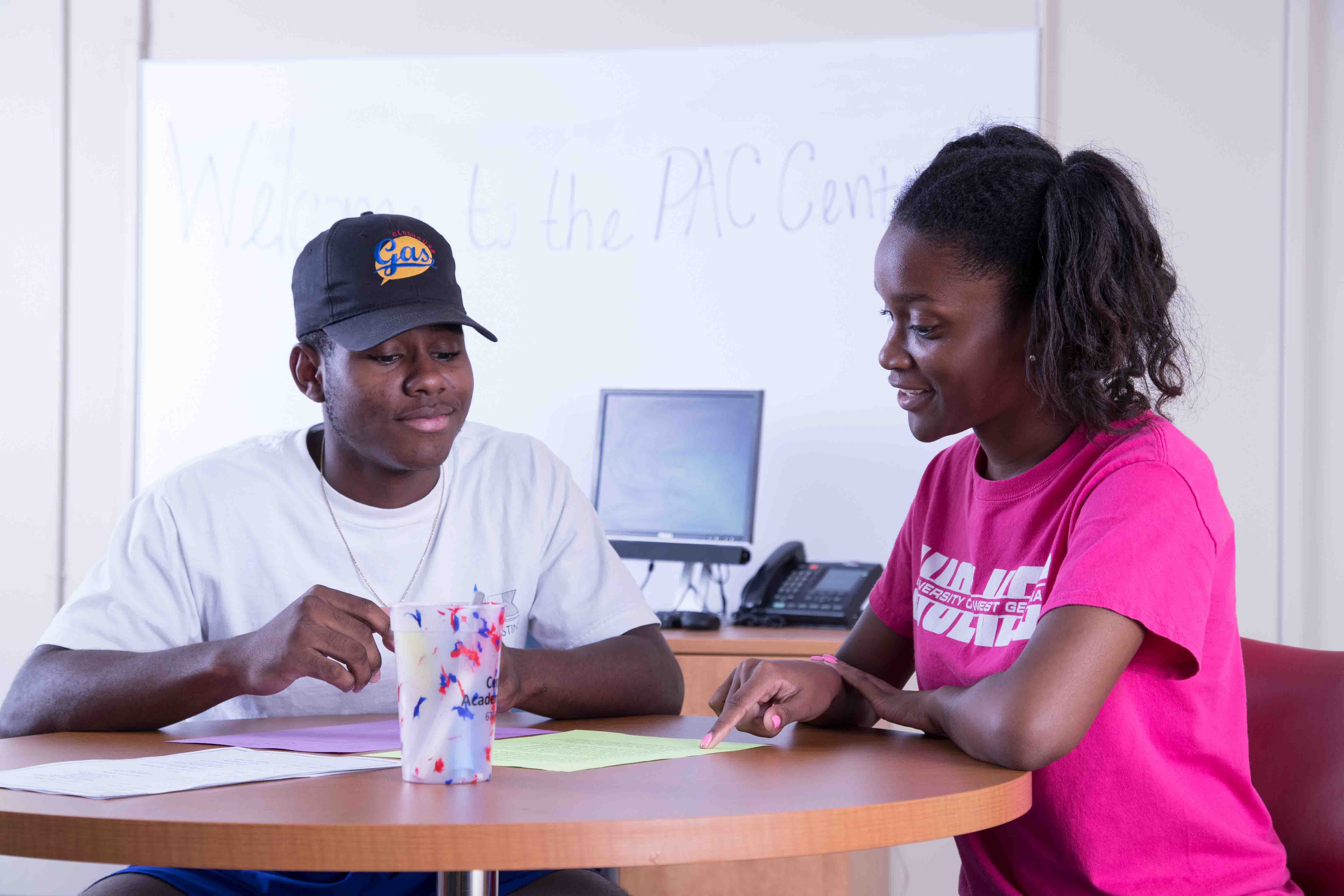 two students studying