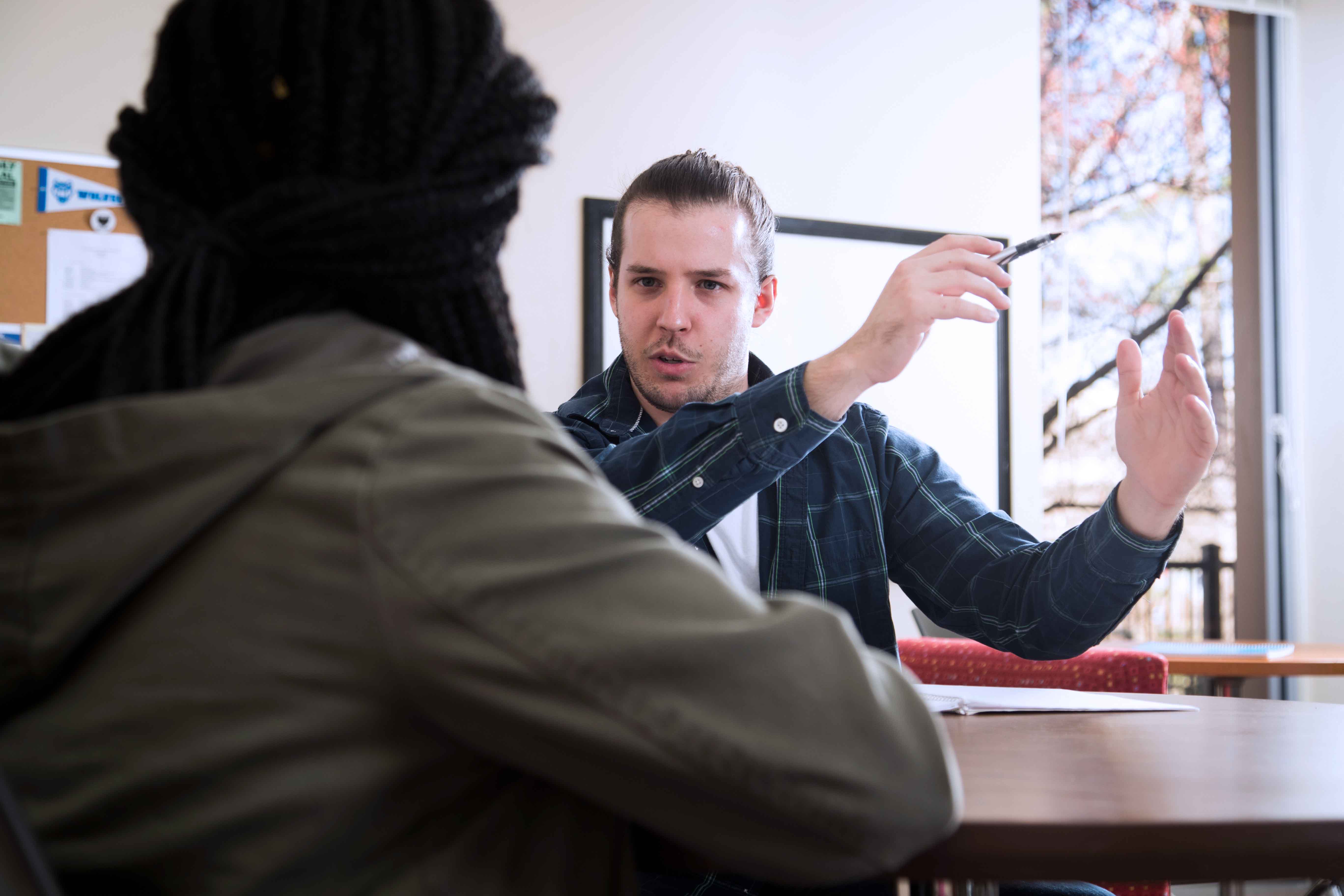 two students studying