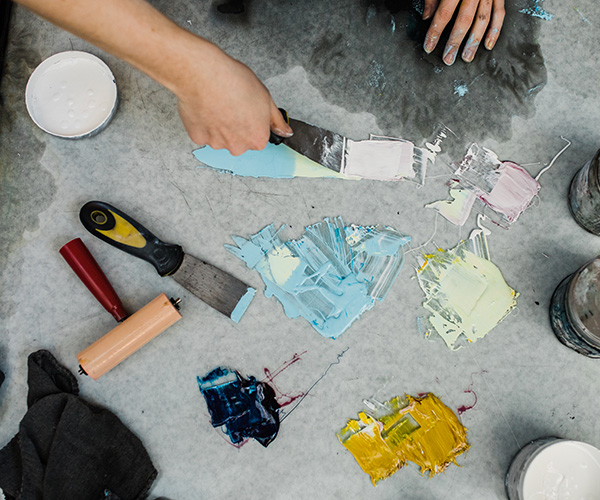 paint and tools on surface