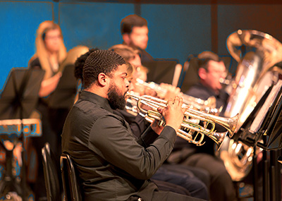 student playing trumpet