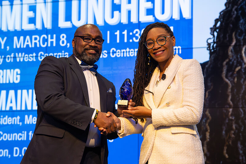 Dr. Chris Johnson, UWG Richards College of Business dean, and Tramaine EL-Amin, Women Empowering Women keynote speaker