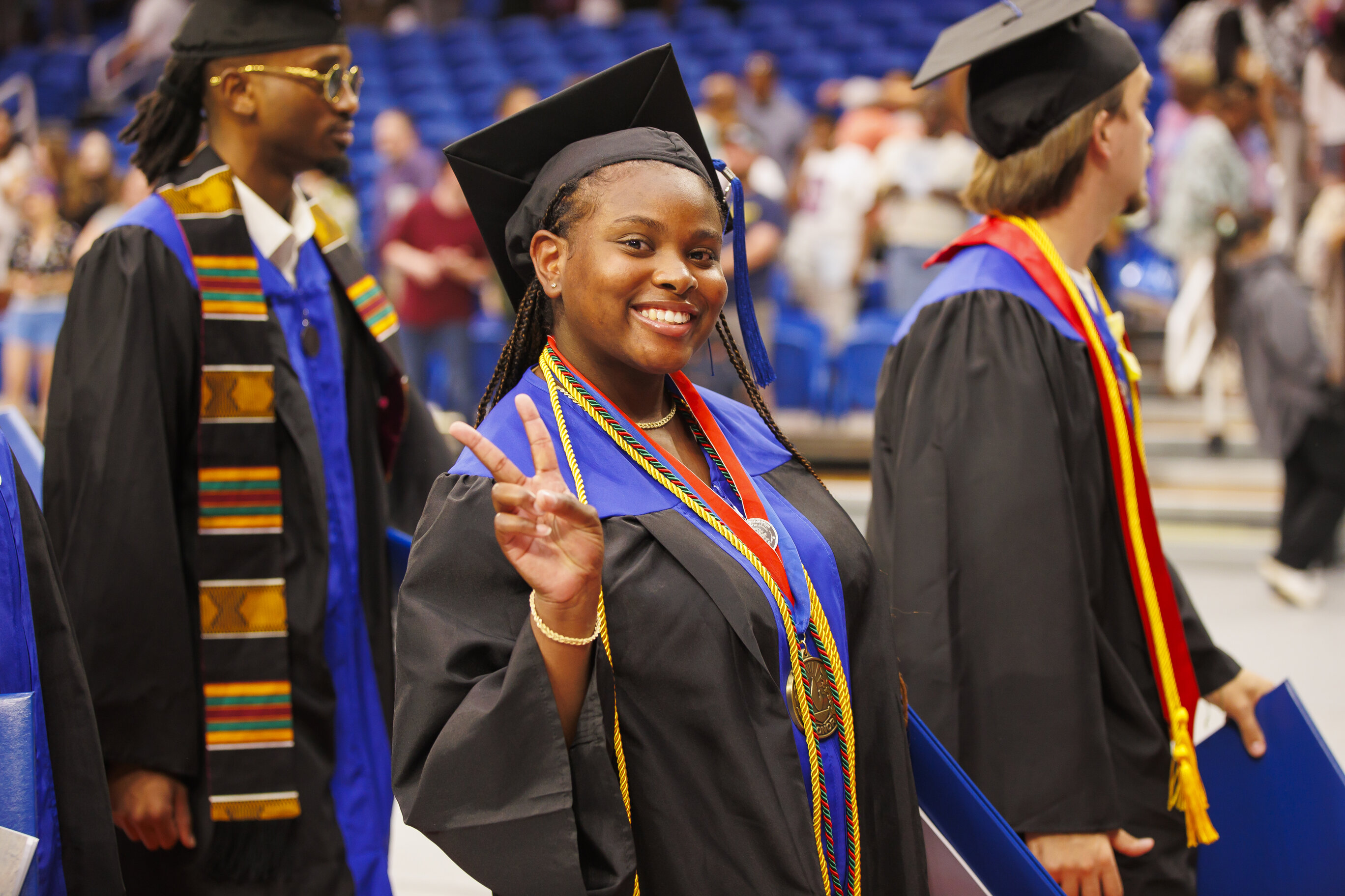 Student walking at Graduation 